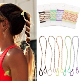 5 Pcs Spiral Hair Ties for Women & Girls, Rip Tie Hair Ties for Longhair, Elastic Braided Ponytail Holder, Tangle-Free, Effortless Styling for Gym, Running, Cycling, Surfing, Sports
