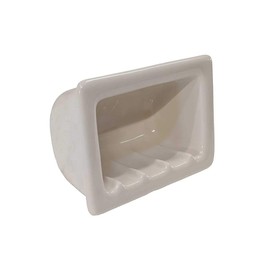 Recessed Shower Niche Porcelain 6X4 Perfect for Soap and or Foot Rest - Easy to Install (Almond Biscuit Glossy)