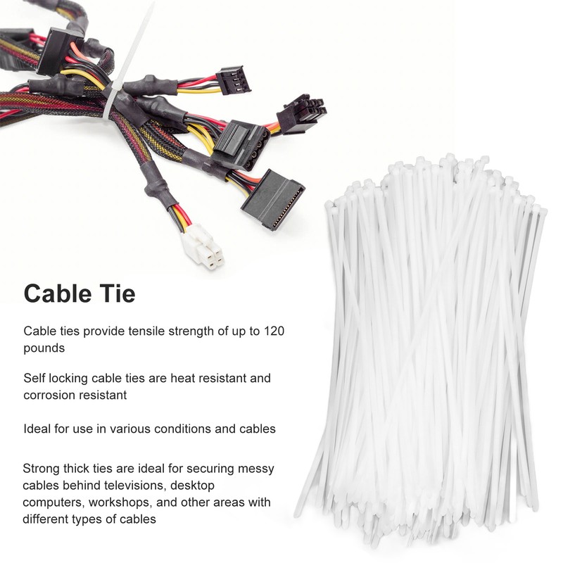 250Pcs Cable Tie Nylon Weather Resistant Self Locking Wire Ties