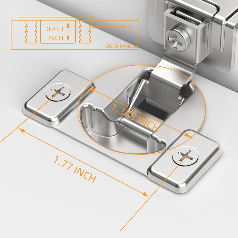 Chibery Non-Slow Close Regular Hinges, 1-3/8" Overlay Standard Concealed Cabinet