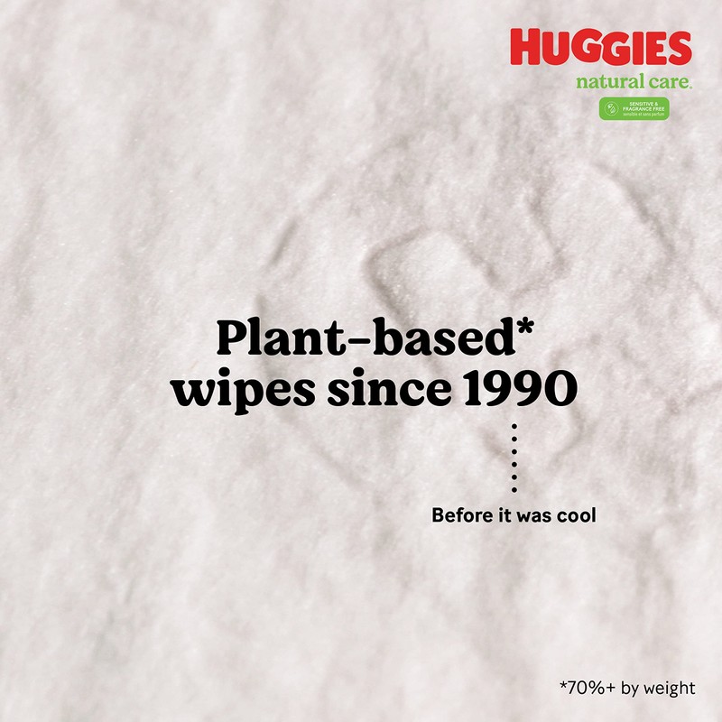Huggies Natural Care Sensitive Baby Wipes, Unscented, Hypoallergenic, 6 Flip-Top