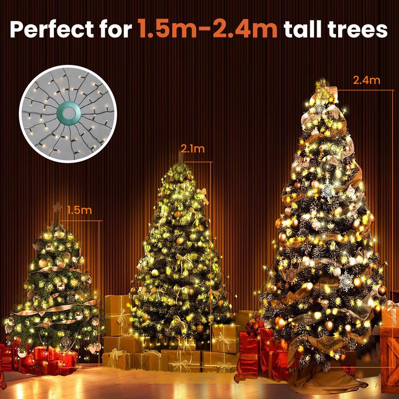 GARITE Christmas Tree Lights, 6.6FT x 16Line 400LEDs Xmas Tree