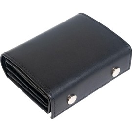 Dom Teporna Men's Mini Wallet, Large Capacity, 24 Cards, Bi-fold Wallet, Genuine Leather, Italian Leather, Box-shaped Coin Purse, Compact, Matte Black (No Glossy)