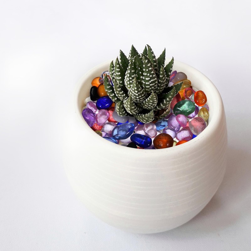 uxcell Glass Stones, 453g/1 lbs Glass Pebbles Marbles Artificial Beads