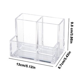 Trasylph Acrylic Pen Holder with 3 Compartments, Acrylic Cosmetic Brushes Storage Holder for Desk, Pencil Organizer for Home, Office, Classroom, Bathroom