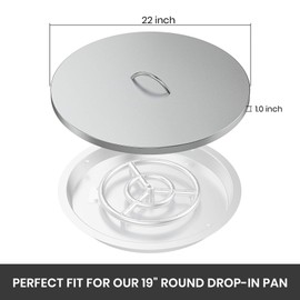 Stanbroil 22" Stainless Steel Fire Pit Cover Fits 19" Inch Round Drop-in Fire Pit Pan and 18" Round Flat Fire Pit Pan