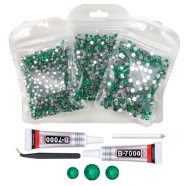 qiipii Jade Green Crystal Resin Rhinestones w B7000 Jewelry Glue for Bedazzling Crafting Moss Green Flatback Stones 3mm 4mm 5mm Diamonds Crystals Gems for Nails Face Eye Makeup Tumblers Bottles Crafts