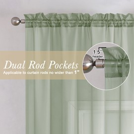 Lecloud Sheer Curtain Panels Set 84" Inches Long, Solid Voile Light Filtering Airy Curtains Window Treatment Drapes for Living Room, 2 Panels Elegant Bedroom Sheer Curtains, Sage Green, 40" Wx84 L