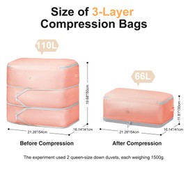 Easortm Comforter Storage Bag - Large Capacity Blanket Storage Bags 3-Layer Ultra Space Saving Self Compression Organizer, Washable Compression Bags for Storage Comforter Blanket, 6-Pack, Pink