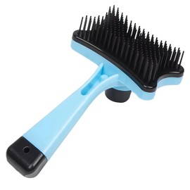 EZONEDEAL Dog & Cat Brush for Shedding, Grooming, Self Cleaning Slicker Brush, Long Haired Pets, Deshedding Rake, Comb (Blue)