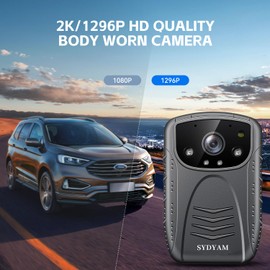 SYDYAM 2K Police Body Camera, 13Hrs Battery, H.265 Encoding, Body Cameras with Audio and Video Recording Max 512GB Memory Expansion, BodyCam for Personal Protection Hiking Law Enforcement(No Card)