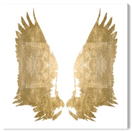 The Oliver Gal Artist Co. Fashion and Glam Wall Art Canvas Prints 'My Golden Wings Foil' Home Décor, 24" x 24", Gold, White
