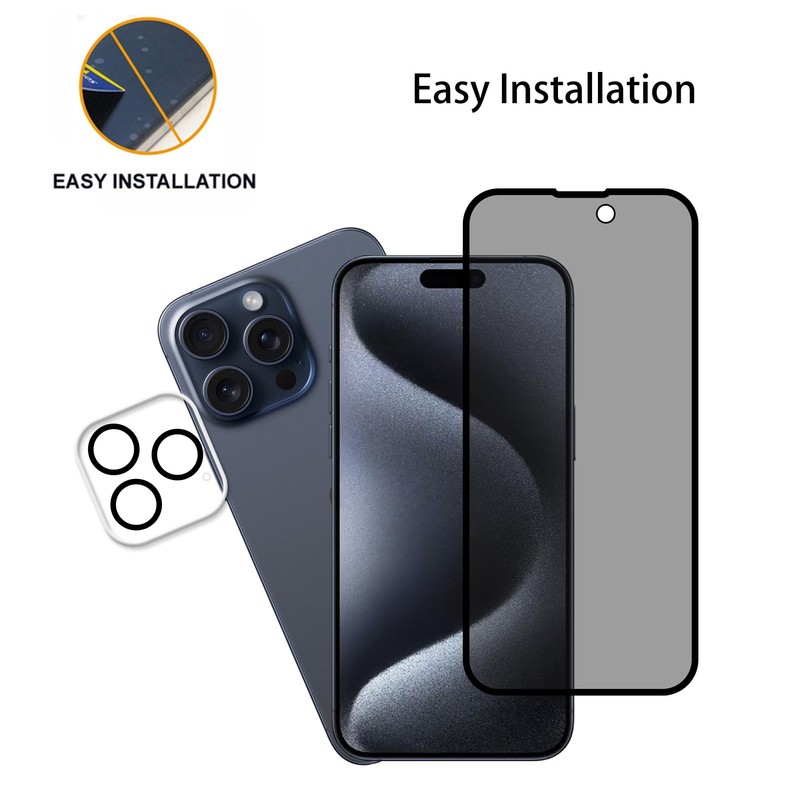 HKKAIS 2-2 Pack Privacy Screen Protector Designed For IPhone15 Pro