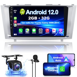 Android 12 Car Radio for Camry 2006-2011, 9 Inch Head Unit Car Stereo with IPS HD Touch Screen, Wireless CarPlay, Android Auto, GPS, WiFi, Backup Camera, SWC, Bluetooth 5.2, 2+32GB Toyota Camry Radio