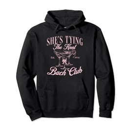 She's tying the knot Bachelorette Coquette Bow Bridal shower Pullover Hoodie
