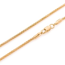 Cozmos Fine Silver Chain Popcorn Coreana Chain Necklace Bracelet Anklet 925 Sterling Silver 18K Gold Chain Gold Chain Gold Plated 1 mm - 15 20 25 30 35 40 45 50 55 60 65 70 75 80 85 90 95 100 cm, Gold