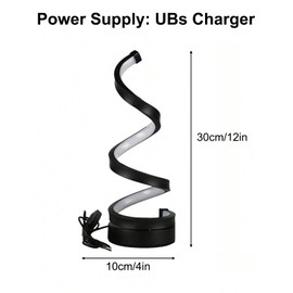Sonhomay LED Modern Table Lamp Spiral USB Desk Light 3 Colors Stepless Dimming Bedside Lamp Nightstand Lamp for Home Living Room Bedroom Office Decor 12x4inch