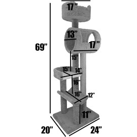Maykoosh Baroque Brilliance Multi-Level Cat Cat Climbing Tower Cat Tree, Solid Wood and Carpet Construction, Modern Cat Tree with Scratch Post and Sturdy Base
