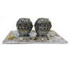 Jerusalem Shabbat Candlesticks Holder with Tray