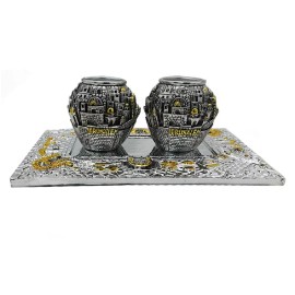 Jerusalem Shabbat  Candlesticks Holder  with Tray
