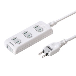 Sanwa Supply TAP-TSH41N Fire Prevention Safety Power Strip, 2-Prong x 4 Outlets (3.3 ft/1 m), Dust Prevention Shutter, Swivel Plug for Easy Wiring, Label Tag Included, White