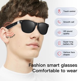 Smart Glasses Bluetooth Sunglasses for Men Women Answer Calls Play Music with Open Ear Speaker for Indoor Outdoor Sports, Clear black