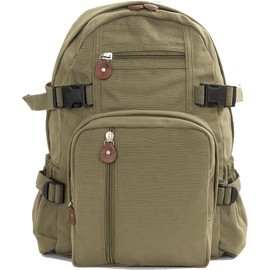Army Universe Mini Everyday Solid Canvas Backpack, Compact Book Bag Rugged Washed Cotton, Olive Drab