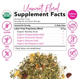 Pink Stork Labor Prep Tea: Floral, Red Raspberry Leaf Tea + 100% Organic + Labor and Delivery + Postpartum Essentials, Women-Owned, 30 Cups
