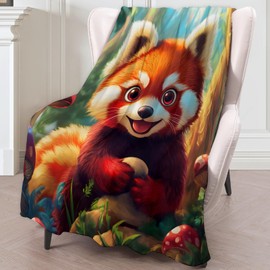 BIWOTU Red Panda Blanket for Men Women - Ultra Soft, Cozy, Lightweight Flannel Throw - Warm, Anti-Pilling Fuzzy Plush Blanket for Sofa, Bed, Travel Unisex Gift for All - 50×60in