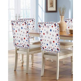 4th of July Chair Covers Set of 4 American Flag Patriotic Stars Chair Slipcover Protector Stretch Chair Covers Freedom Fireworks Independence Day Chair Back Covers for Dining Chairs Kitchen Party