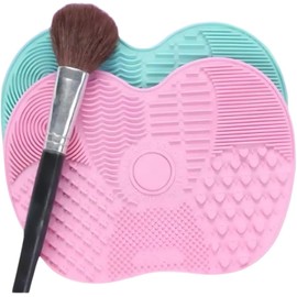 Set de 2 Tapetes Limpiadores de Silicona para Brochas Maquillaje, Alfombrilla con Ventosas para Lavabo, Tapete con Texturas para Limpieza Profunda de Pinceles y Esponjas de Maquillaje (Lila)