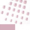 24PCS Short False Nails - French Tip False Nails -