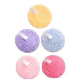FOMIYES 5pcs Rounded Makeup Remover Pads Soft Washable Cosmetic for Face Cleansing for Foundation and Blusher Removal Colors