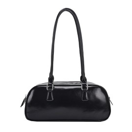 Lapimou Horizontal Bag, Boston Bag, Handbag, Shoulder Bag, Women's, Horizontal, Silver, A4, Large, Wide, Large Capacity, Popular, Trend, Stylish, Cute, Black