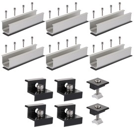 ZOFUN 6 Solar Panel Mount Kit 12 cm and Accessories Mounting Solar Panel Black Anodised 30-35 mm Solar Panel Bracket Solar Mounting Flat Roof for Trapezoidal Sheet Flat Roof Mounting PV Mounting Set