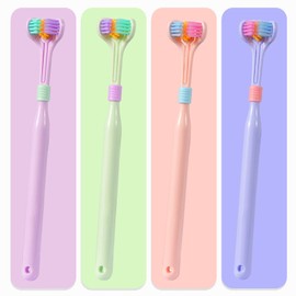 2 Pcs Random Color Three-Sided Soft Hair Toothbrush, Deeply and Thoroughly to Clean Teeth and Gums, Effective Wrap-Around Design, Suitable for Adults and Children Toothbrushes and Accessories
