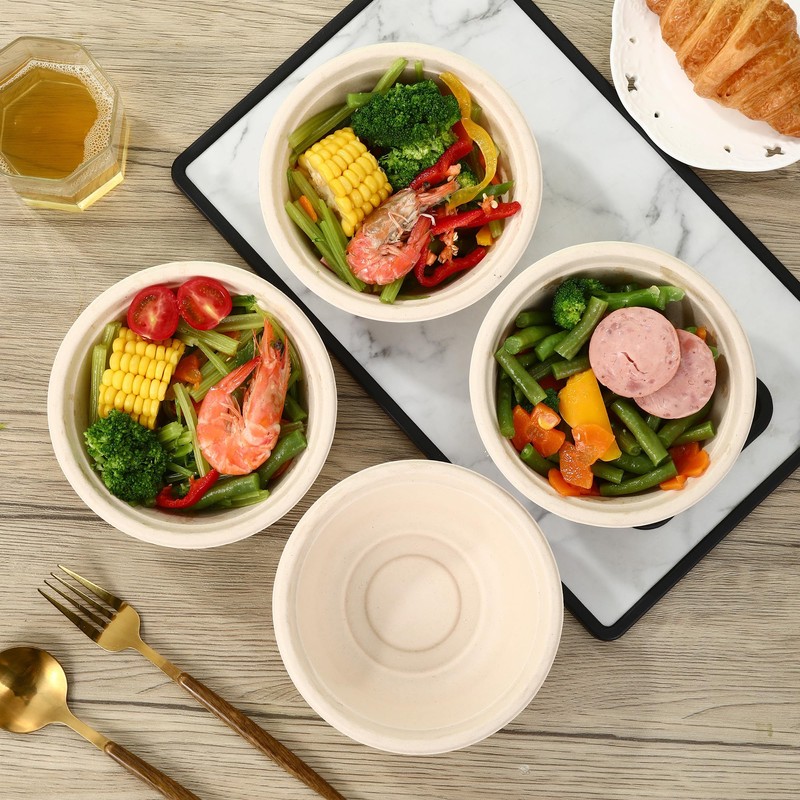 BUCOMTU Pack of 50 500 ml Disposable Paper Bowls, Environmentally