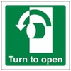 V Safety 22017AF-R Turn To Open (Anti-Clockwise) Sign - Square