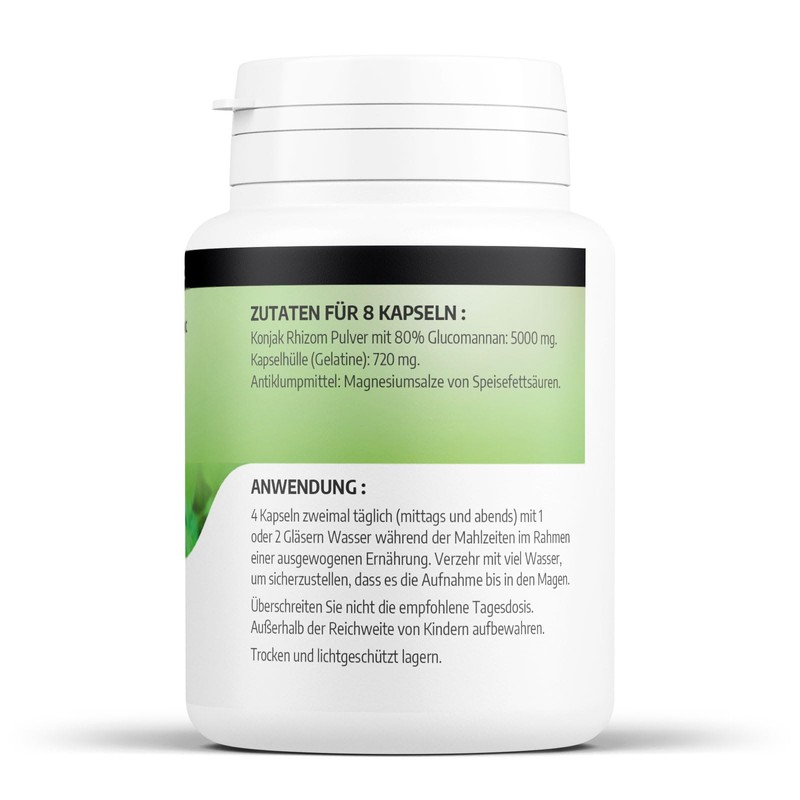 Konjak 625 mg 90 Capsules - 4000 mg Glucomannan per