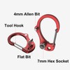 IFOOTAGE Red Tool Hook,4mm Hex Wrench,Handy 7mm Hex Socket,for Camera