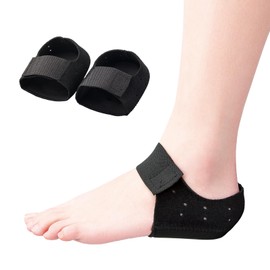 Como Life L-LL Heel Protective Impact Supporter Heel Protection Heel Care Foot Sole Supporter Left and Right Set Black Shock Absorption Built-in Gel Cushion Size Adjustable Easy to Put on and Take Off