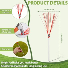 Silkfly 25 Pcs Ground Markers 6 Inch Bright Red Marking Whiskers with Lightweight Non Rust Stakes Survey Property Line Markers for Ground Public Facilities House Garden Hunting