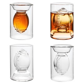 40YARDS American Football Shot Glasses / Shot Glasses / Espresso Glasses (Pack of 4) - Can be Filled on Both Sides 2 cl and 4 cl Volume