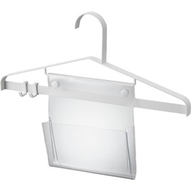 Yamazaki Tidy Up Hanger, White, Body: W13.5 x D0.6 x H5.8 inches (W34.3 x D1.5 x H14.7 cm), Tower, Transparent Pocket, Movable Hook, Kids Hanger, 1917