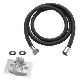 uxcell Silicone Shower Hose, 59" Explosion Proof Anti-Winding Shower Hose Replacement Shower Hose Attachment with Adhesive Shower Head Holder for Bathing, Pet Cleaning and Toilet (Black)