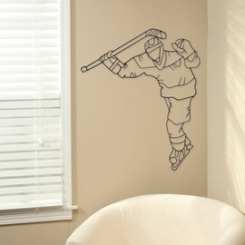 Hosley Ice Hockey Player Metal Wall Décor 29.25 Inch High. Ideal Gift for Ice Hockey Sports Enthusiast Teacher Ideal for Home Office Weddings Party Spa Meditation O9