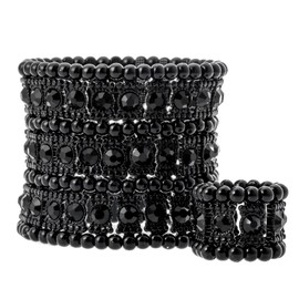 Angel Jewelry Women's Multilayer Crystal Stretch Bracelet Ring Sets …