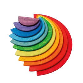 Grimm's Toy Educational Toy, Wooden Building Blocks, Stand-Up, Board, Height 7.3 x Width 14.6 x Thickness 0.3 inches (18.5 x 37 x 0.8 cm) (Largest Parts) Rainbow Semi Circle