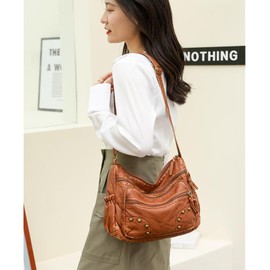 WITERY Soft PU Leather Shoulder Bag - Lightweight Multi Pocket Purse Pocketbooks for Women, Ladies Medium Crossbody Purse and Handbags Hobo Tote Bag Messenger Bags for Everyday Use/Shopping/Travel