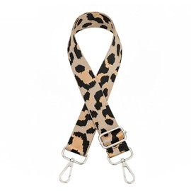 Whakano Leopard Print Adjustable Shoulder Strap Bag Strap Wide 3.8 cm Unisex, Length Adjustable 75-130 cm Shoulder Strap, Bag Straps for Changing, DIY Accessories for Bag, Silver Buckle, Khaki